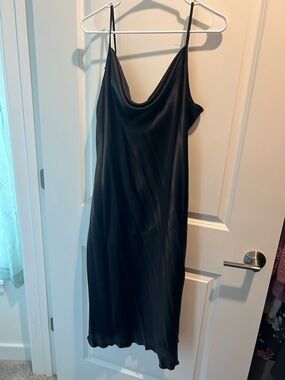bebe Black Satin Slip Midi Dress